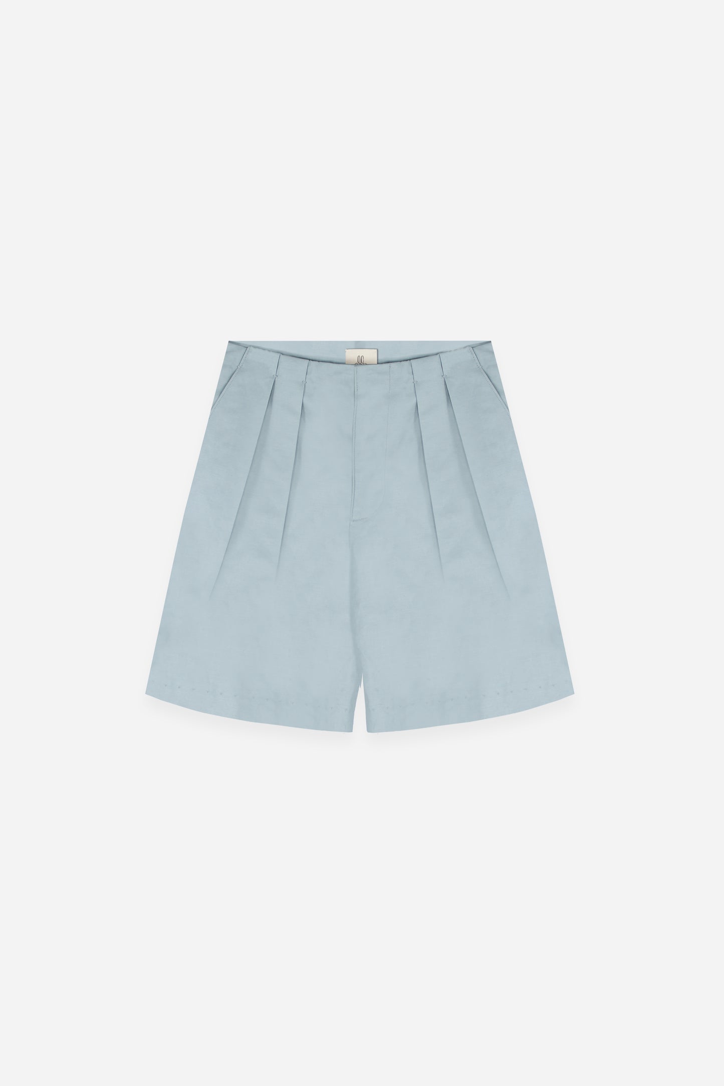 BERMUDAS IN SILVER-BLUE COTTON