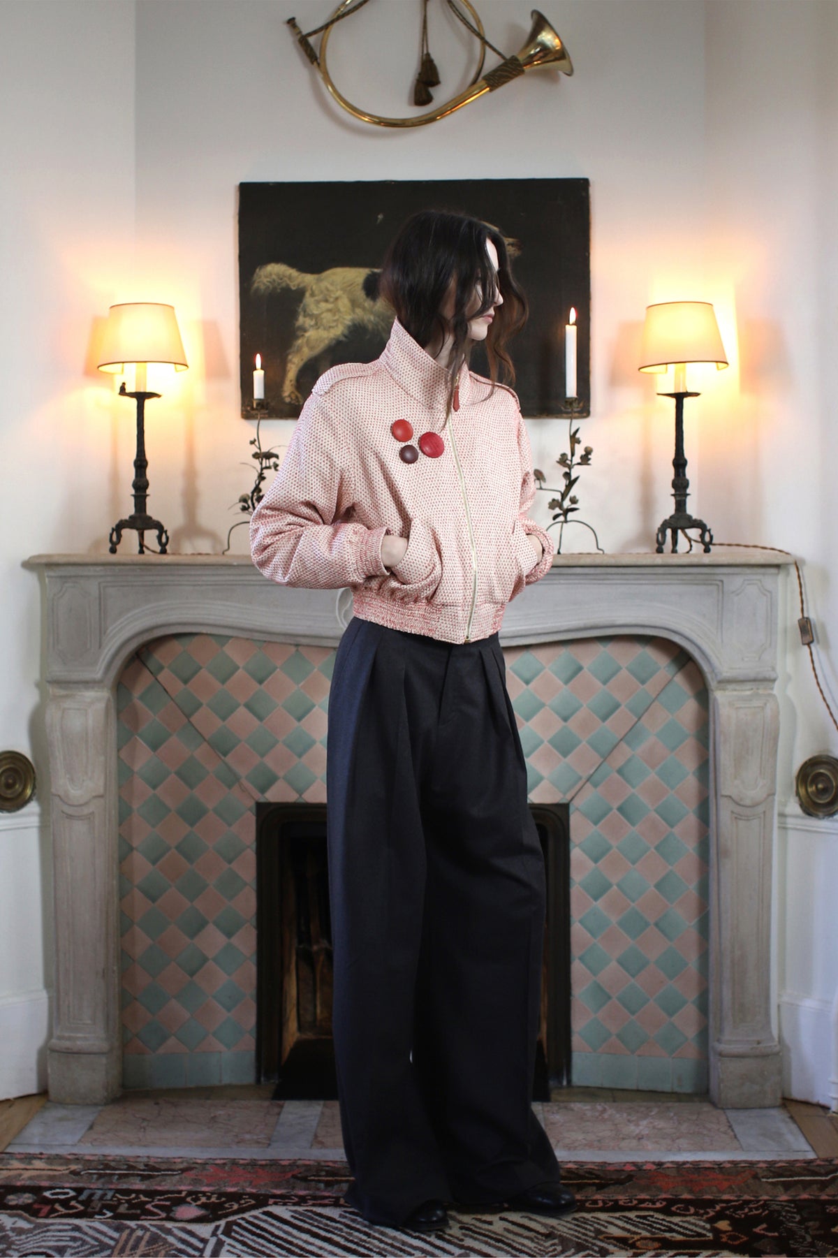DOUBLE PLEATED PANTS GREY