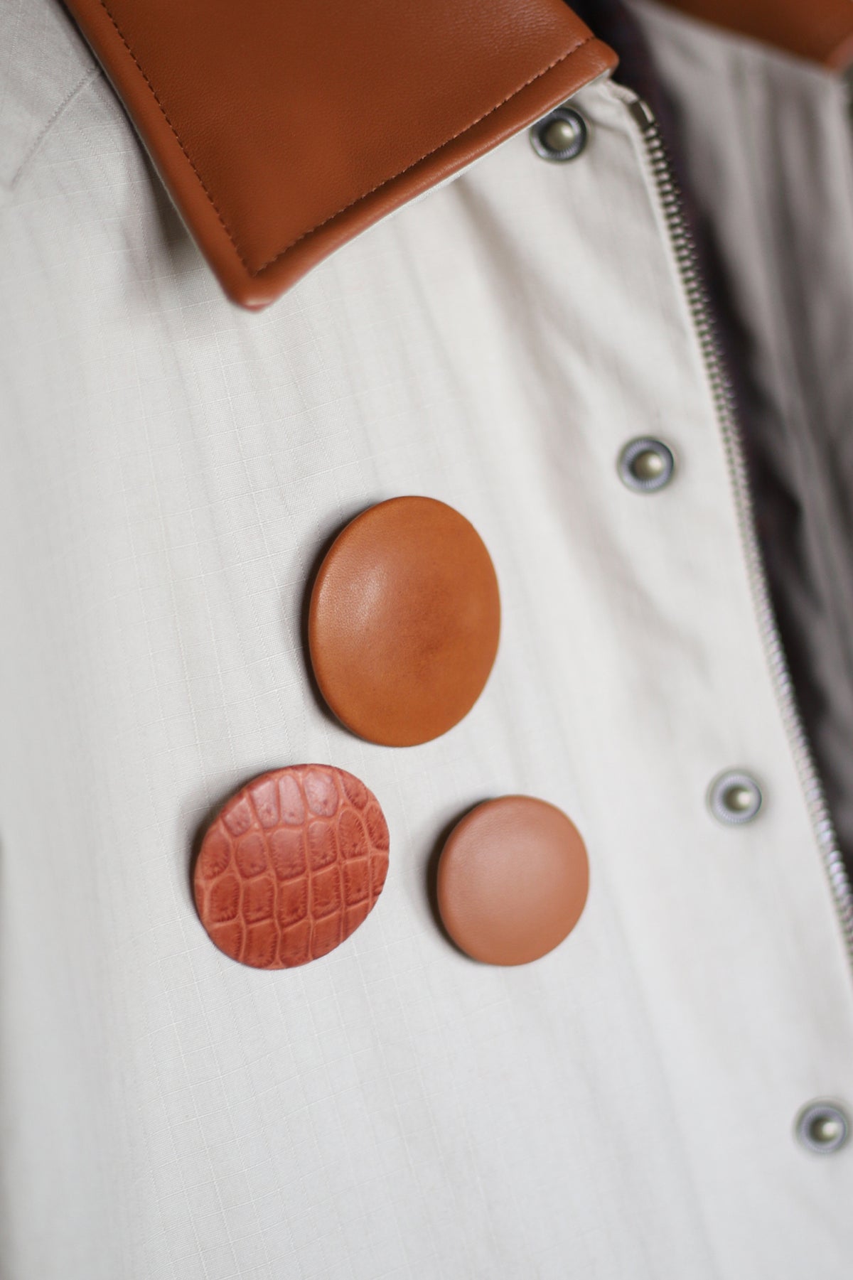 LEATHER PINBACK BUTTON S