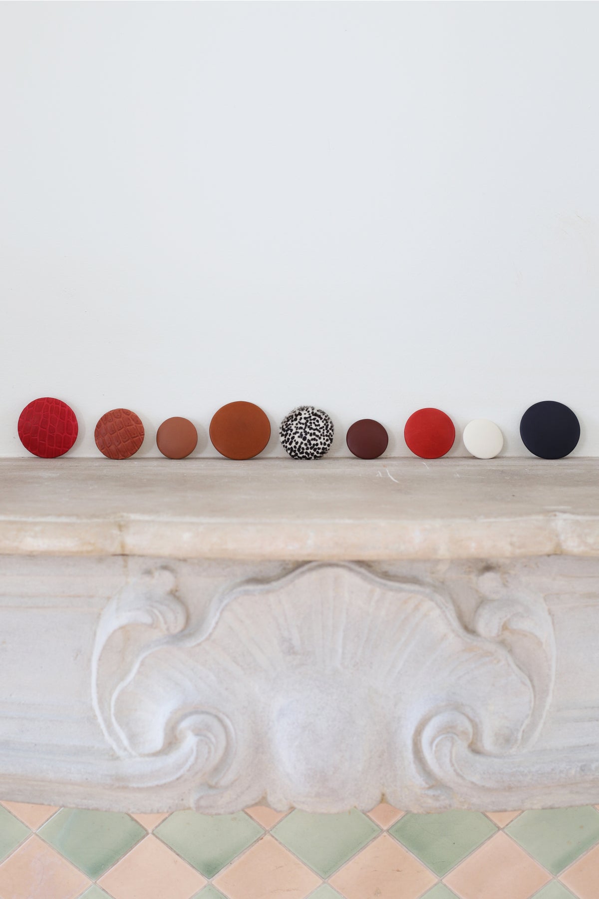LEATHER PINBACK BUTTON S
