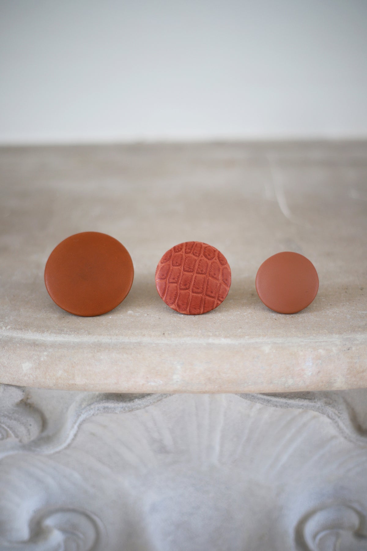 LEATHER PINBACK BUTTON S