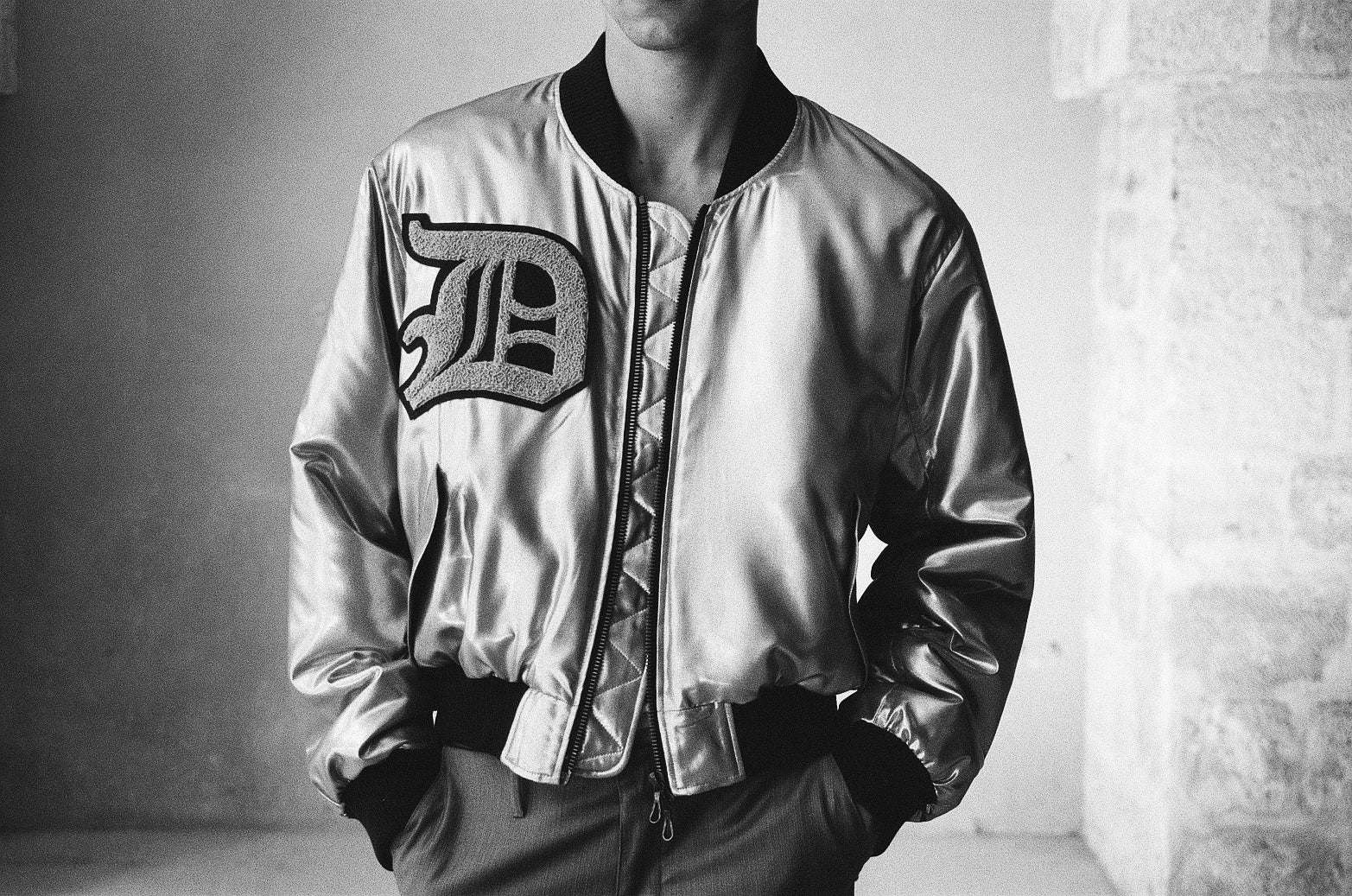 Silver Silk Bomber Jacket