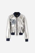 Silver Silk Bomber Jacket