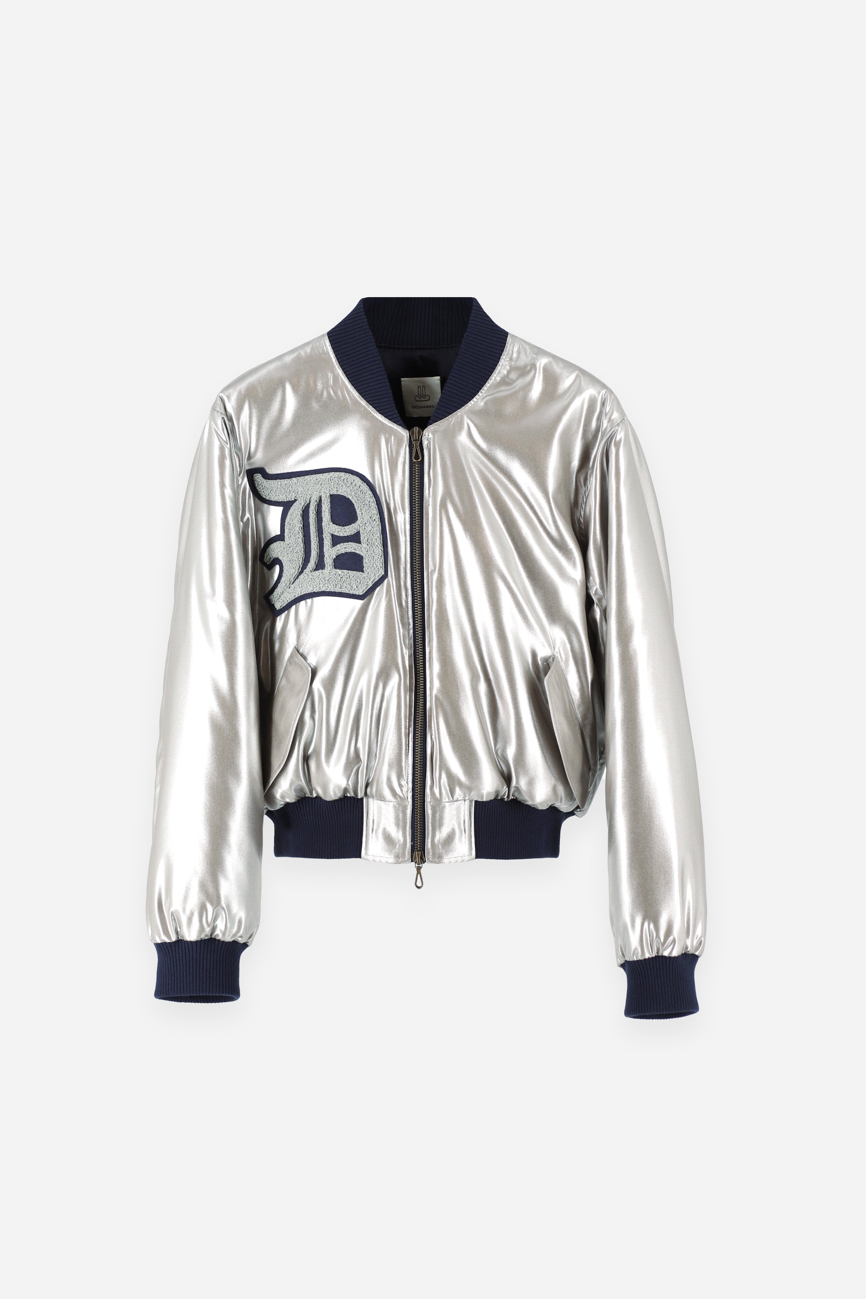 Silver Silk Bomber Jacket