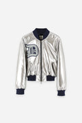 Silver Silk Bomber Jacket