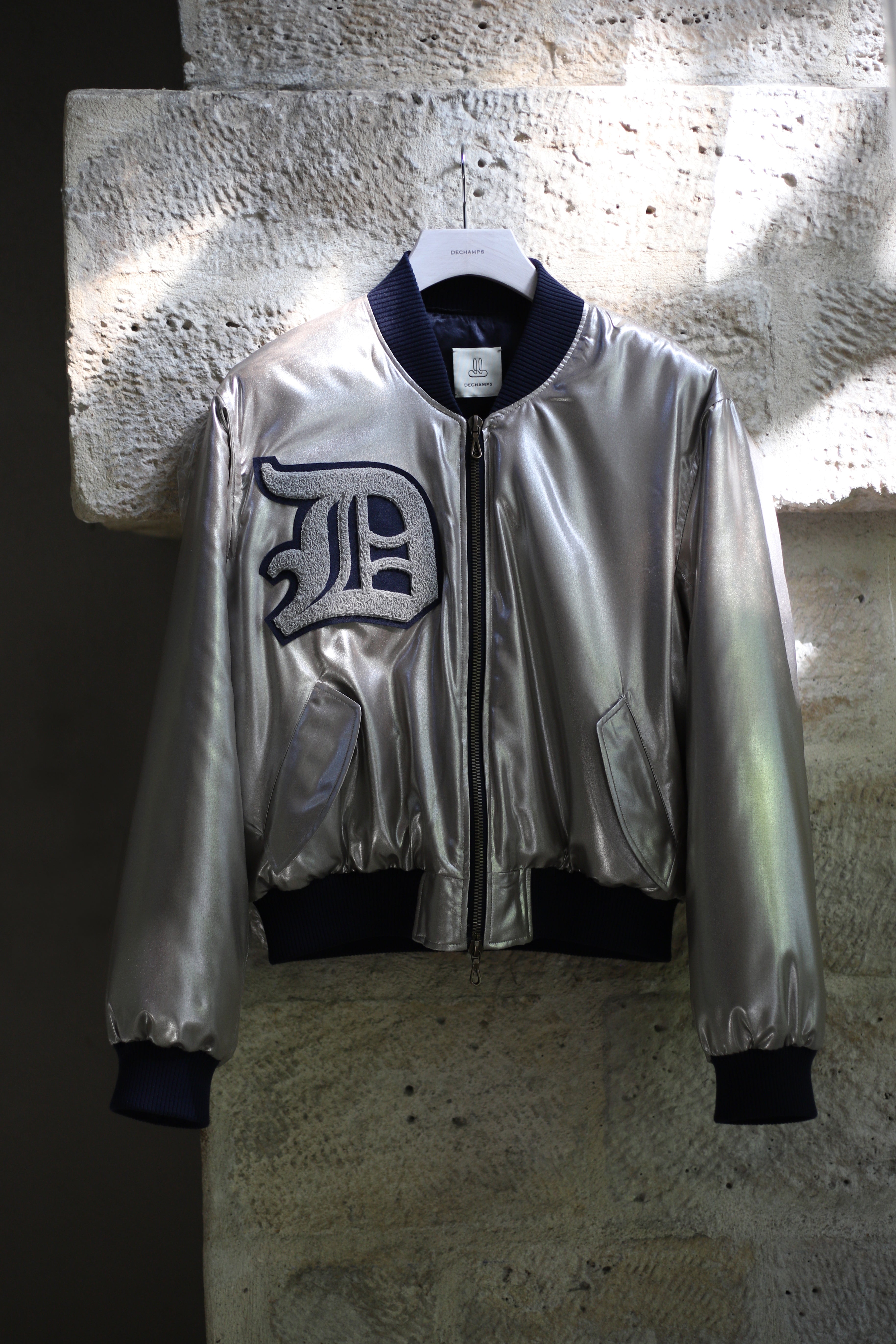 Silver Silk Bomber Jacket