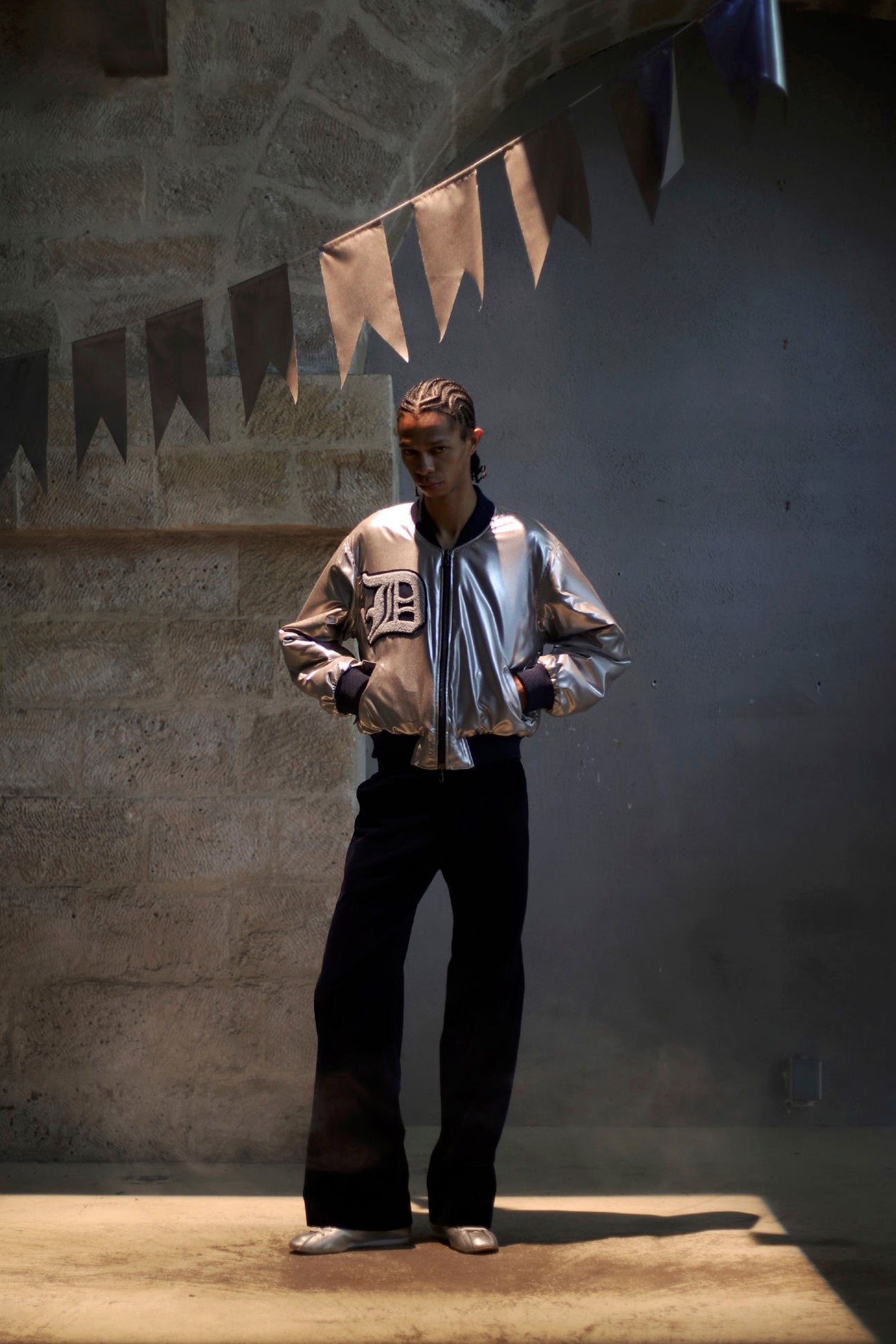 Silver Silk Bomber Jacket