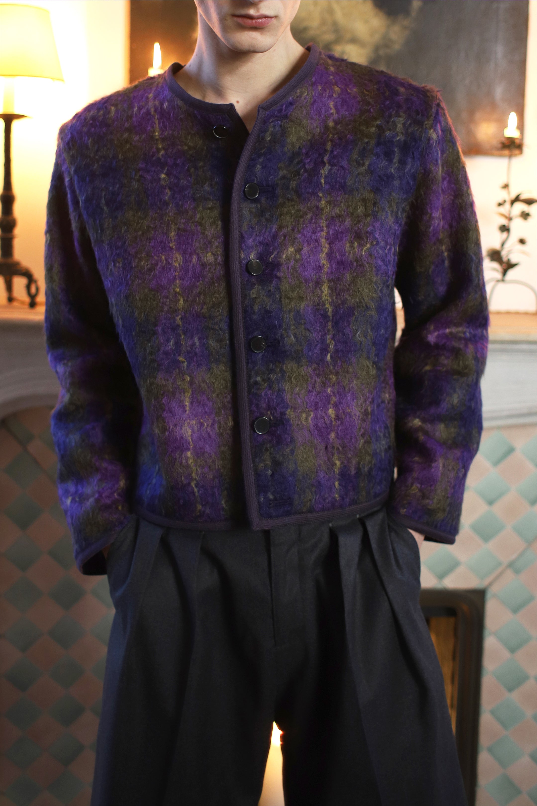 MOHAIR TARTAN CARDIGAN