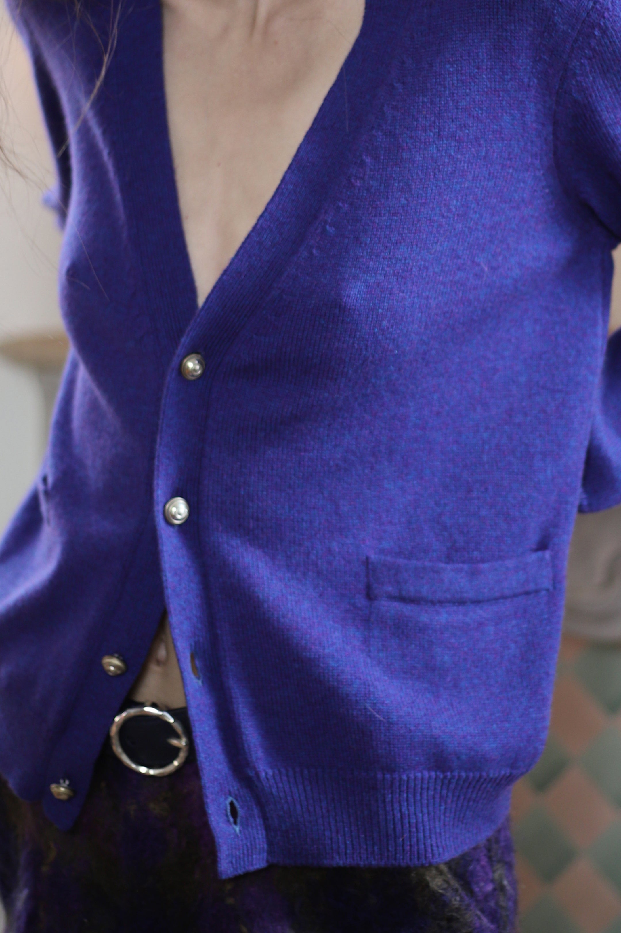 Signature Cashmere Cardigan Violet Melange