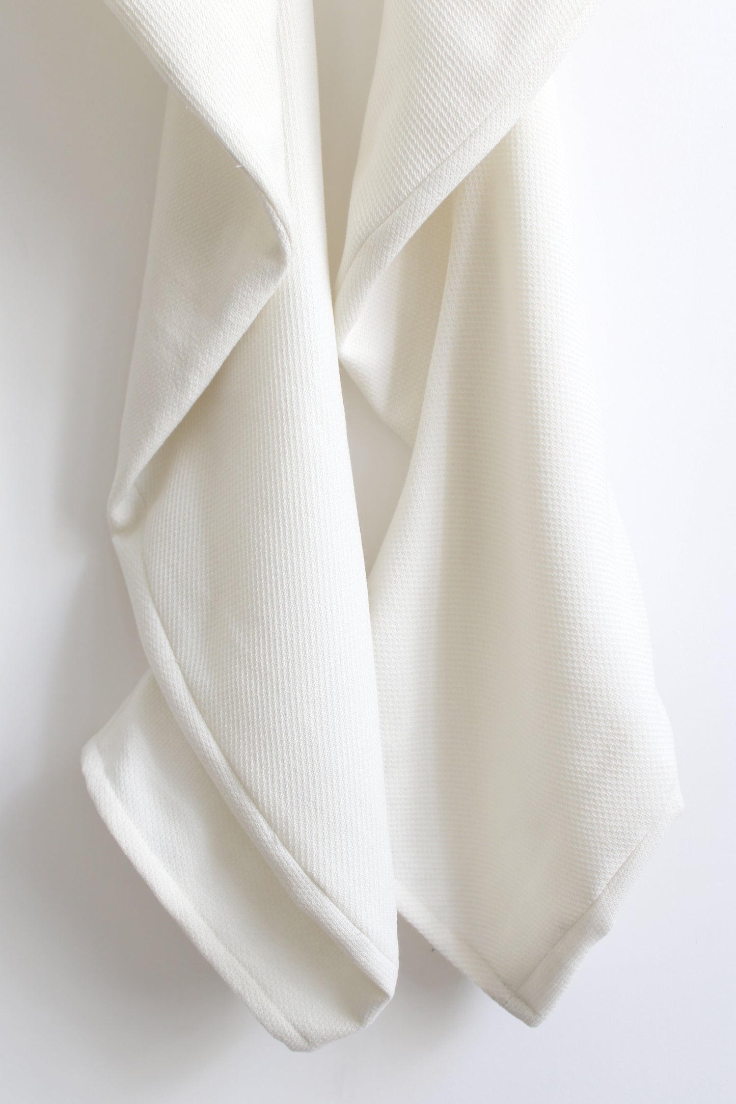 DRAPED PANTS IN IVORY PIQUE WOOL