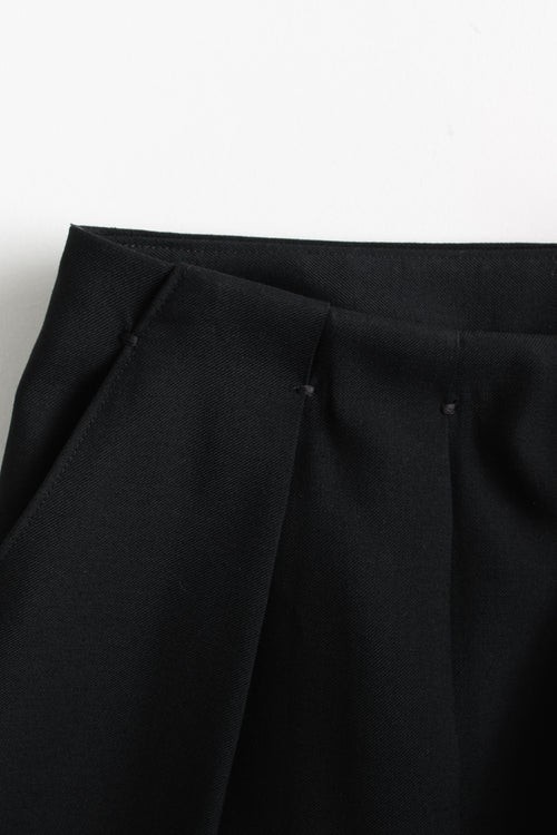 DOUBLE PLEATED PANTS IN BLACK WOOL