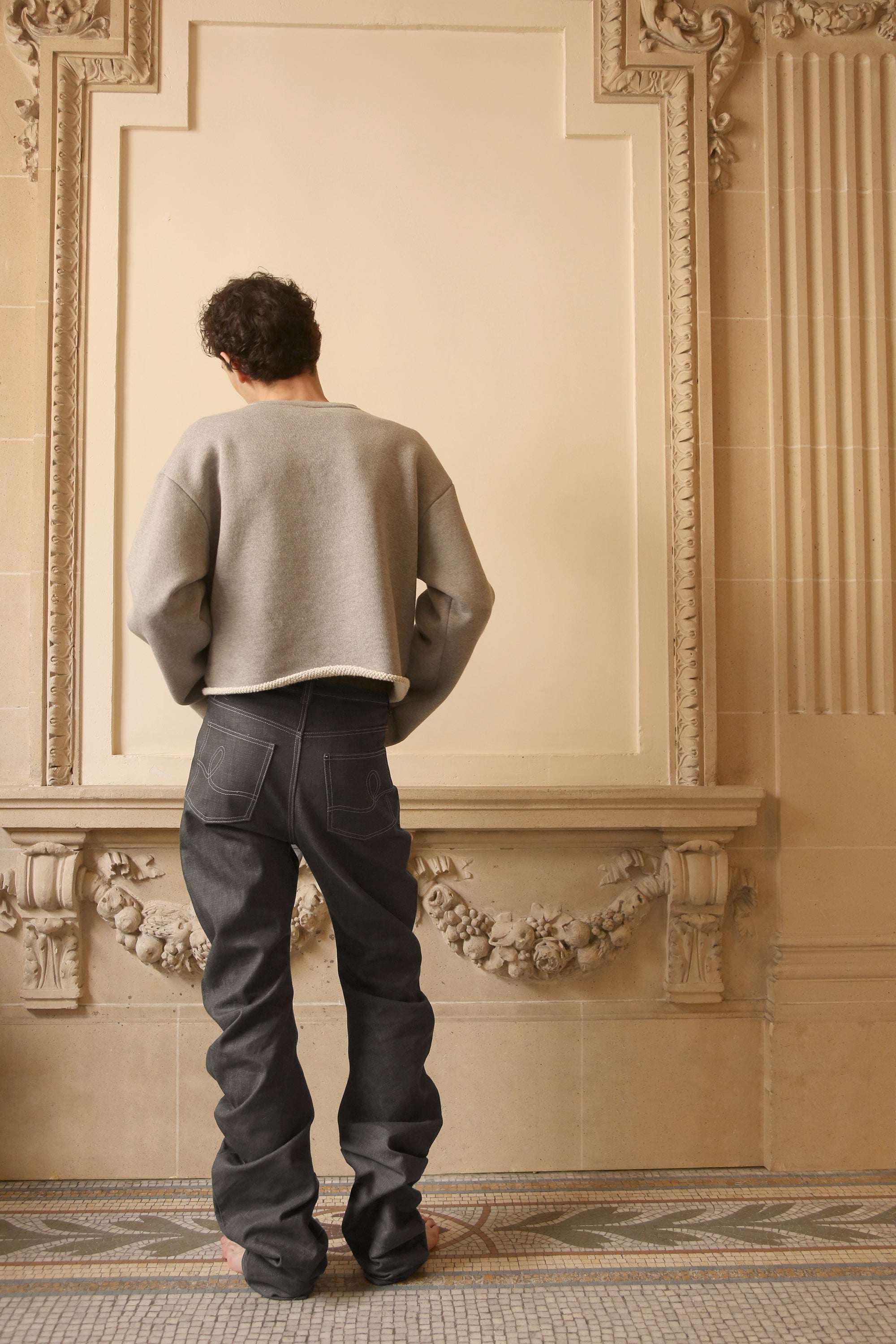 GRAPHITE DRAPED JEANS