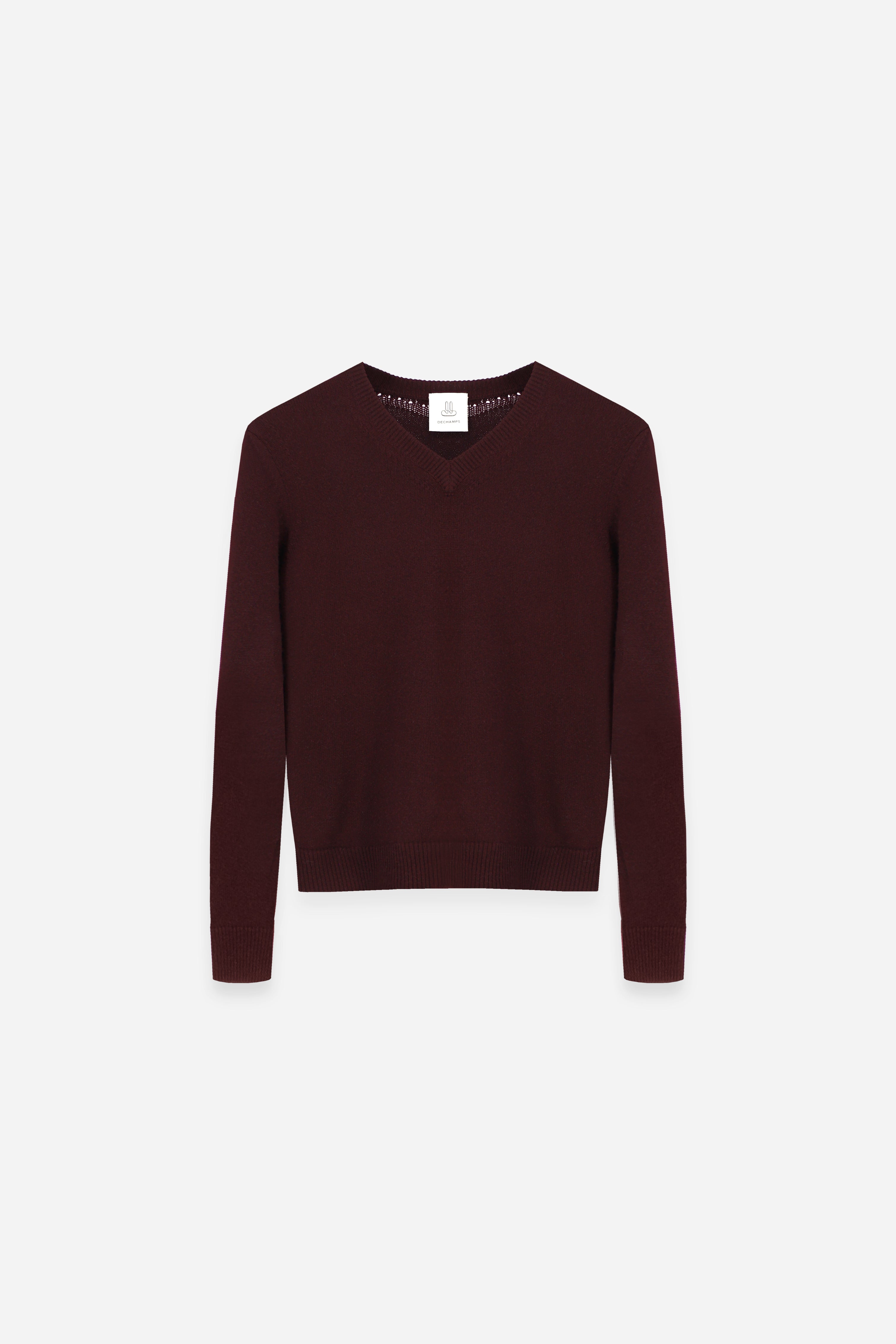 Signature Cashmere V-Neck Burgundy