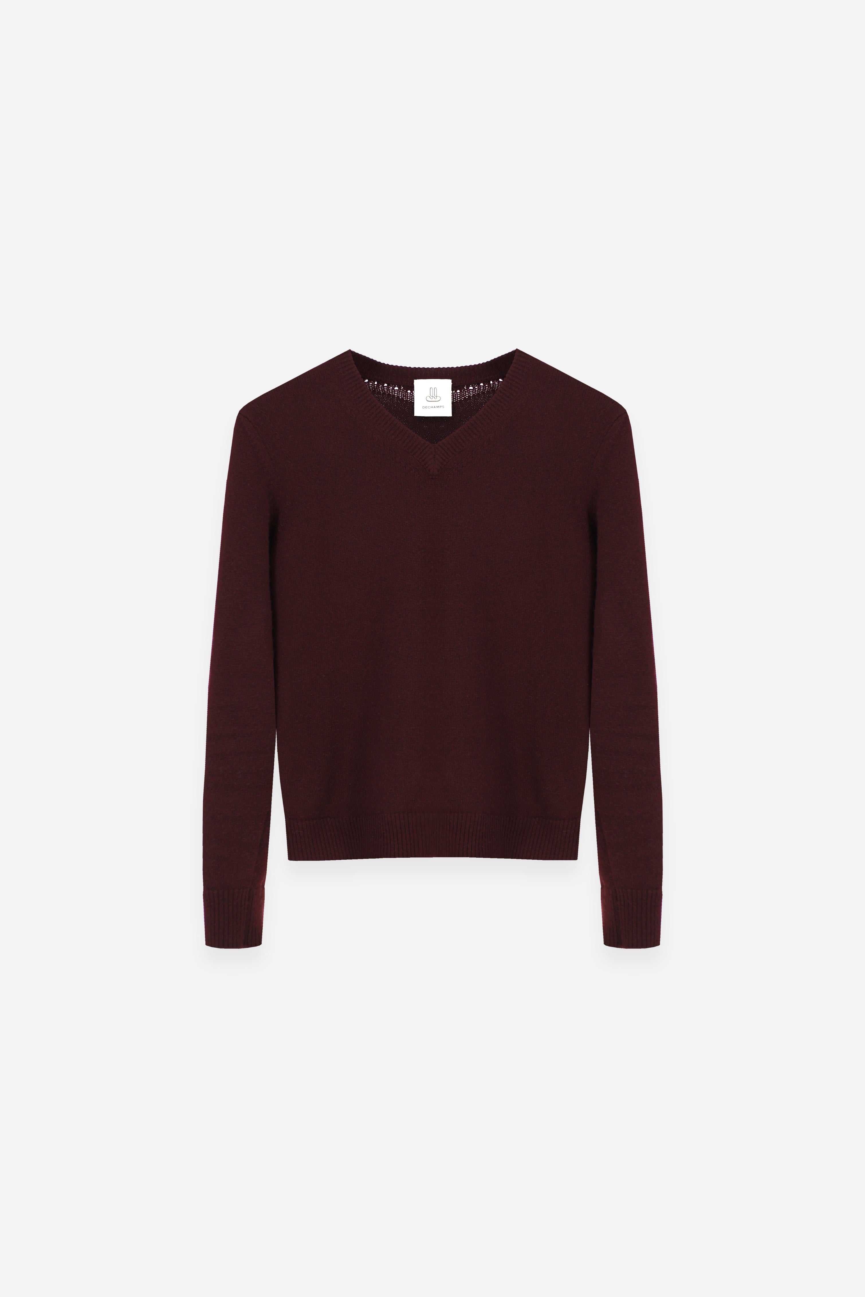 Signature Cashmere V-Neck Burgundy
