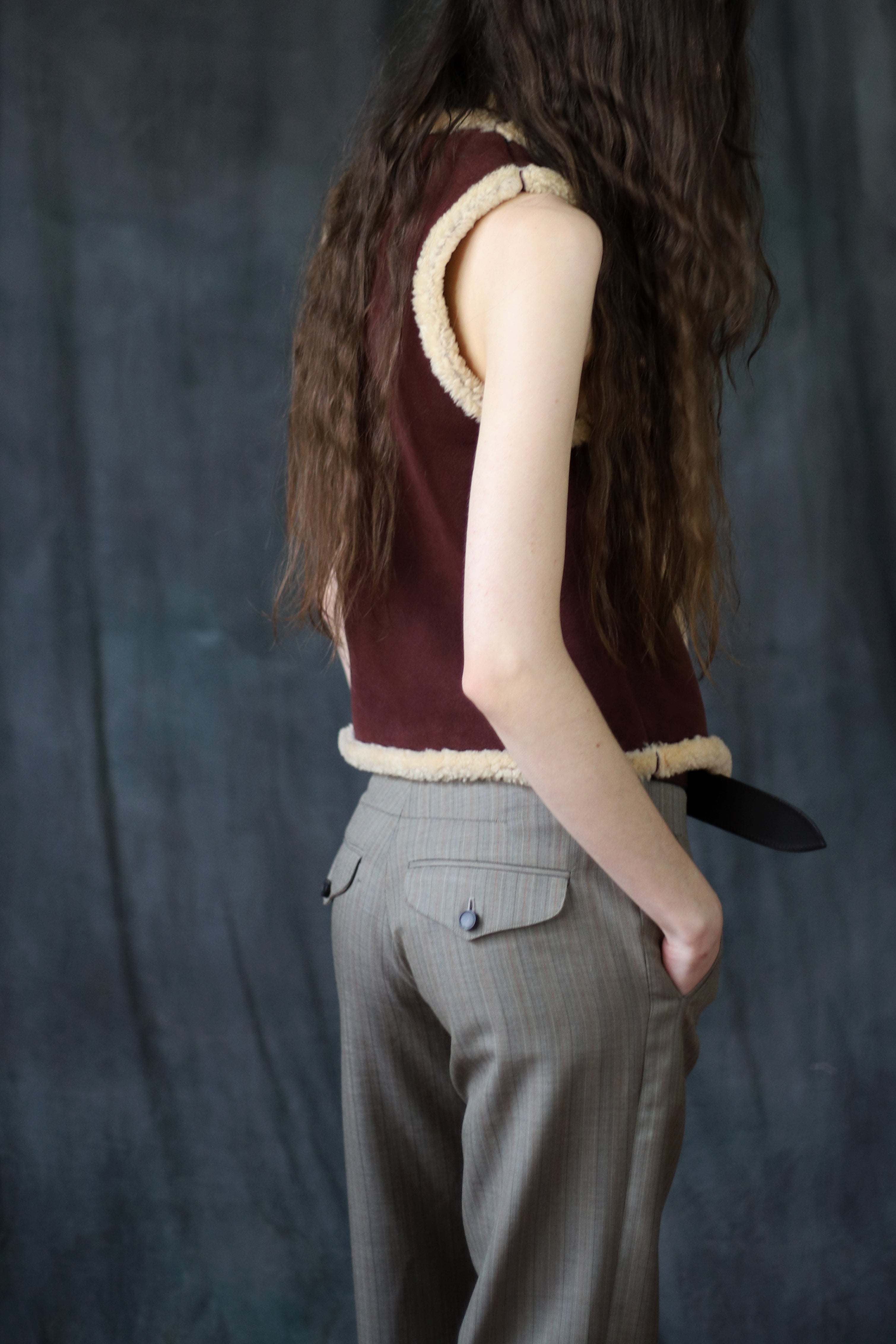 Classic Pants Beige Herringbone